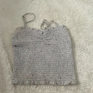 Aritzia Wilfred Womens XS Ruffled White Floral Spaghetti Crop Top